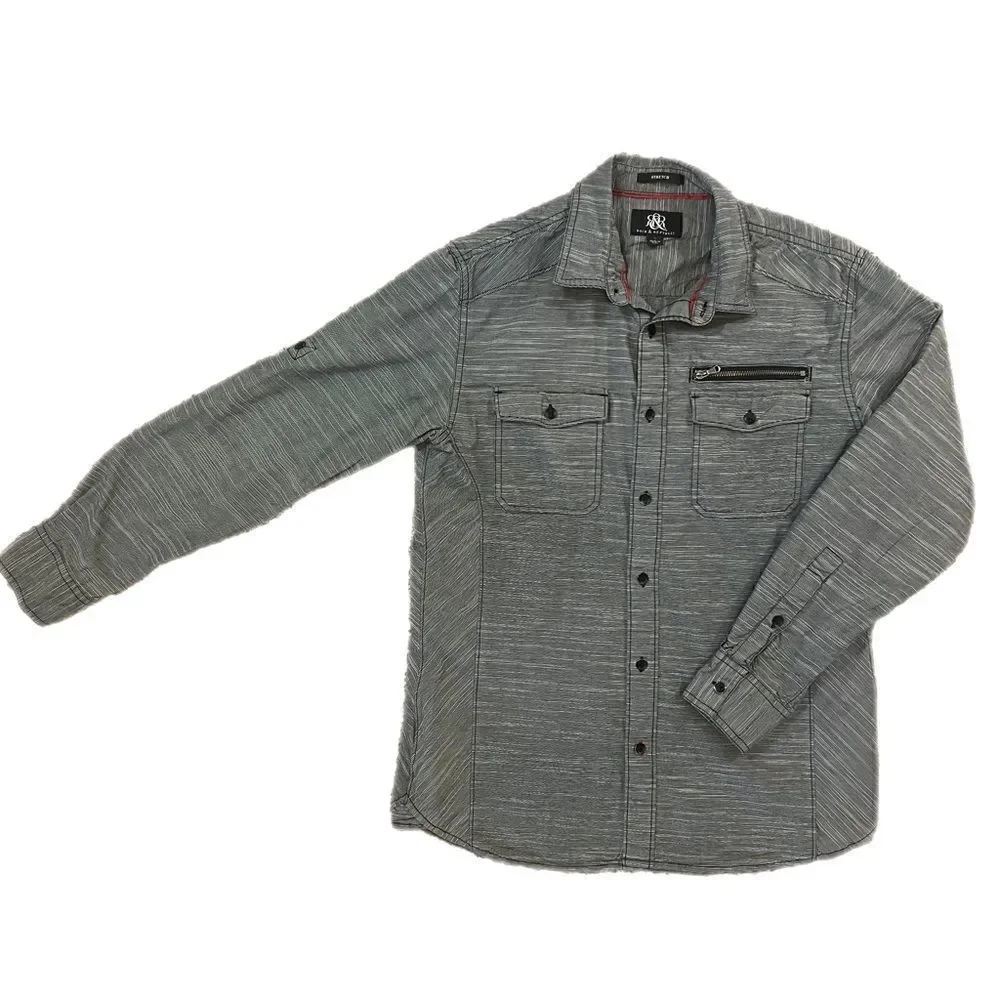 Rock & Republic Black and White Striped Button Up Shirt. Size S. Great Condition
